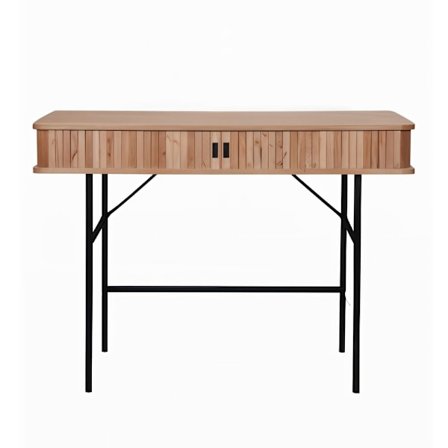 Rullende konsolbord, lys eg, sort metalstel