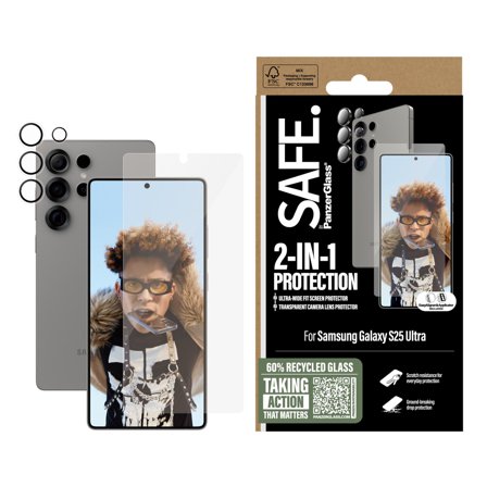 SAFE. by Panzer 2-in-1 Bundle Samsung Galaxy S25 Ultra PanzerGlass - High quality tempered glass screen protector
