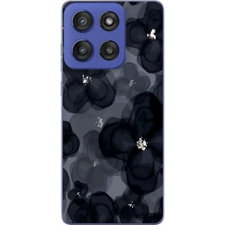 Kompatibel Mobilcover til Motorola Edge 60 Stylus Abstrakt mørkt blomstermønster i sortgrå toner med en elegant og dramatisk følelse