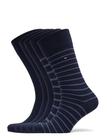 Th Men Sock 5P Giftbox Stripes Underwear Socks Regular Socks Navy Tommy Hilfiger