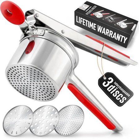 Stor Potetmoser, Heavy Duty Rustfritt Stål Potetmoser og Ricer Kjøkkenverktøy, Trykk og Mos Kjøkkenutstyr for Perfekte Moste Poteter