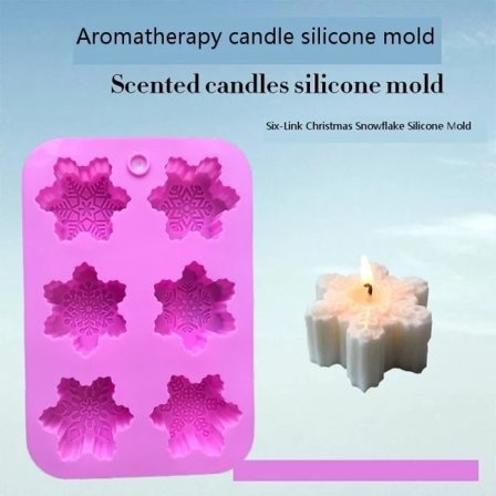 Lysformer Lys Stearinlys DIY Støpeformer i Silikonform MJ70 Seks Julesnøfnugg på Rad