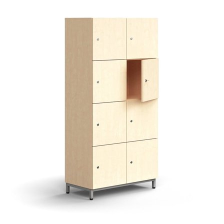 Schließfachschrank QBUS, 1636x800x420 mm, Silber, Birke