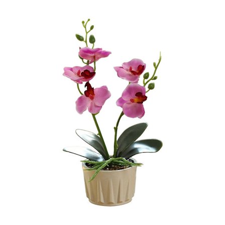 Konstgjord Phalaenopsis i Kruka - Realistisk Orkidé Dekoration för Hem & Kontor - Lätt att Sköta Sidenblomma - Perfekt Present