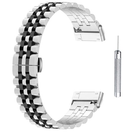 Fitbit Versa 4 / 3 rostfritt stålband med verktyg - Silver / Silver