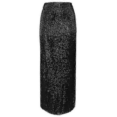 Mode Paljettkjol Elegant Lång Hög Midja Kontorsdam Casual Lösa Kjolar M Svart
