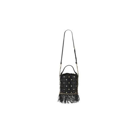Elisabetta Franchi Metelassé Bucket , Zwart , Dames , Maat: ONE Size Handtassen