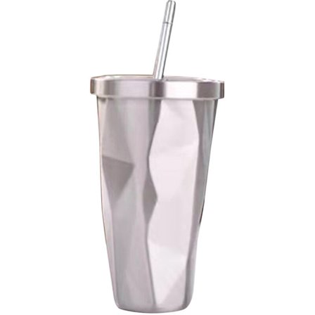 Klassisk tumbler - 500 ml, 304 rustfritt stål krus dobbelvegget kopp, varm kald reisemugg, miljøvennlig gjenbrukbar kaffekopp med sugerør og lokk - 