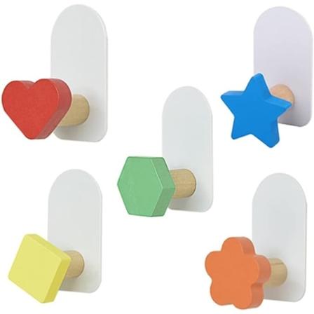 Design Nordisk Färg Rund Massivträ Dekoration Liten sammanfogad Creative Hook Coat Vägg Barnrumsdekoration,2 Styck,P