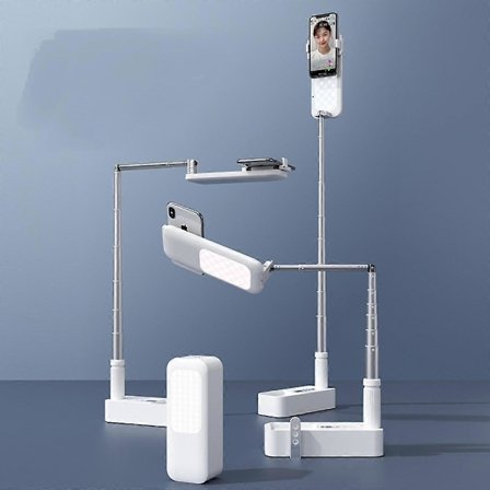 Bærbar Telefonholder Stativ Med Trådløs Dimbar Led Selfie Fyllys Lampe For Live Video Fyllys Uttrekkbar Telefonstativ