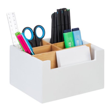 Bambus skrivebordsarrangør med 5 pladser