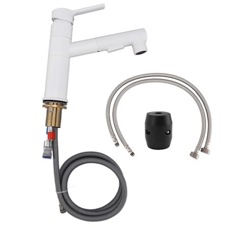 Köksblandare med utdragbar spray i koppar, 360 graders rotation, läckagesäker, enhandtagad blandare för tvättstuga och badrum