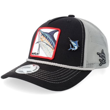 Skillfish - Svart trucker Keps - Hatstore Exclusive x Blue Marlin Pin Black/Grey Rope A-frame A-Frame Trucker @ Hatstore