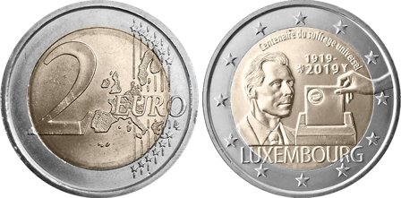 Luxembourg 2019 - 100-året for indførelse af almindelig stemmeret - 2 euro mønt