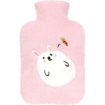 Rosa kanin varmvannsflaske med søtt trekk, 1,8L varmtvannspose