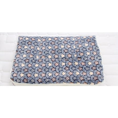 Stor Husdjursfilt i Flanell Vinter Katthus Mjuk Låda Matta Blå stjärna