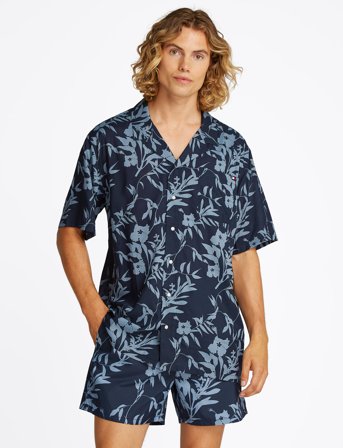 Tommy Hilfiger Bowling Shirt Print - Navy - S
