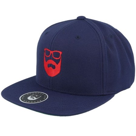 Bearded Man - Blå snapback Keps - Logo Navy/Red Snapback @ Hatstore
