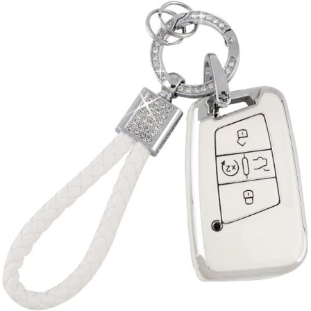 Nøglebeskyttelsescover til VW Soft TPU 4 knapper nøgler etui beskyttelse glitter nøglering biltilbehør til Volkswagen Jetta Tiguan Atlas Arteon Taos
