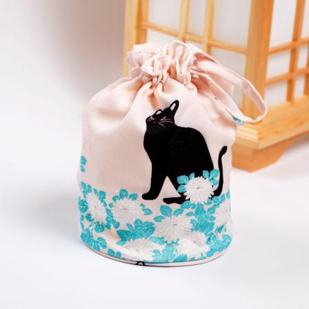 Håndveske Diverse Kimono-tilbehør Myntveske Håndveske Daglig snøring Makeup Oppbevaringsveske Chrysanthemum black cat 15*20*17cm