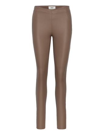 Objbelle Mw Coated Leggings Trousers Leather Leggings/Byxor Brun Object