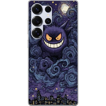 Yhteensopiva Puhelinkuori Samsung Galaxy S25 Ultra Pokémon Gengar - Tumma taide tähtineen ja yön kaupunki taustalla