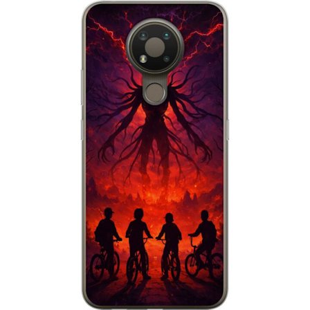Yhteensopiva Puhelinkuori Nokia Nokia 3.4 Tumma fantasialan inspiroitu Stranger Things kanssa yliluonnollinen olento, salamointi ja pyöräilevät lap