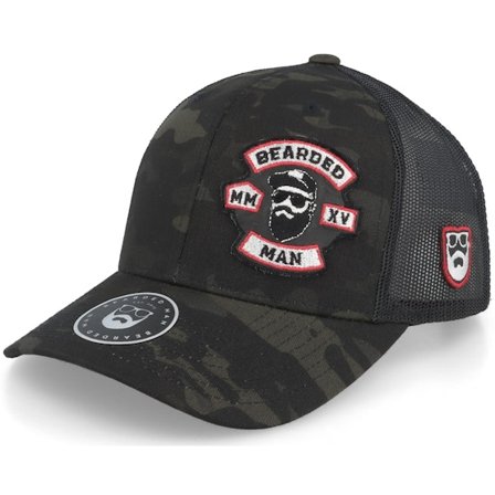 Bearded Man - Camo trucker Cap - "Mc Biker Logo Multicam Black Camo Trucker " @ Hatstore