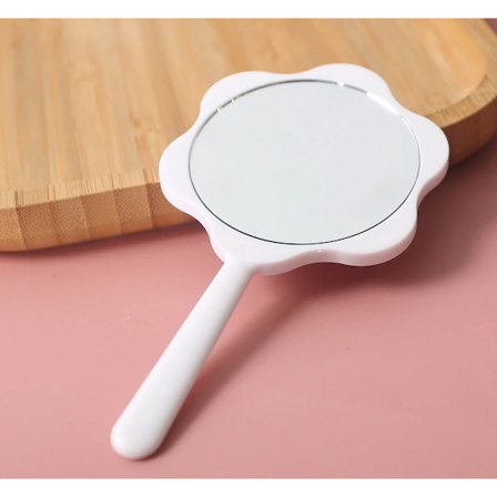 2-pack söta blommor hållande spegel DIY kräm gel reklam spegel smink student liten spegel kreativt handtag spegel