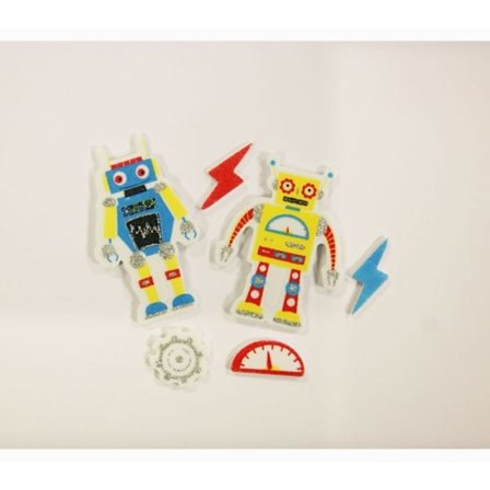 30 Stickers - EVA Foam - Robotar - Glitter