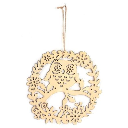 Träupphängning - Uggla - 22 x 22 cm - Beige - Inomhus - Vuxen - Klassisk Tidlös