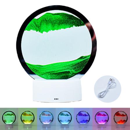 3D färgglad rörlig sandmålning Nattljus Led bordslampa green