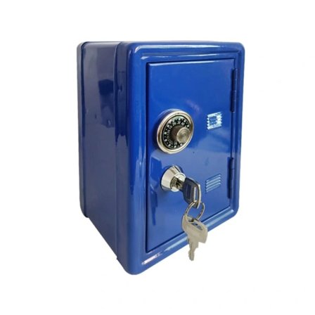 Kreativ Mini Metall Myntsparbössa Skåp med Nycklar Barn Pengar Sparande Kruka Barn Säkerhet Säkerhetslåda för Väska Orn Blå