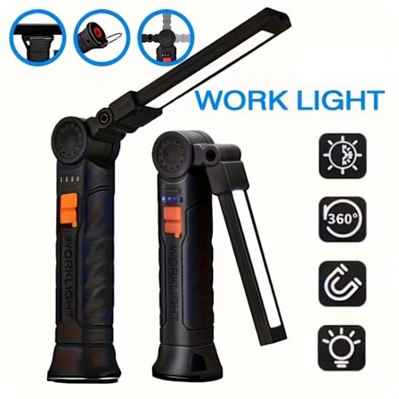 USB-oppladbar håndholdt LED-lommelykt, USB- Mini COB arbeidslys, bærbar sammenleggbar lommelykt egnet for camping, lesing, reparasjon, nødbelysning