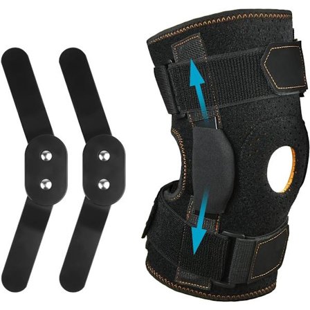 Knæstøtte med hængsel, justerbar åben patella til knæsmerter, med parallelle stropper og dobbelte sidestabilisatorer til arthritis-S