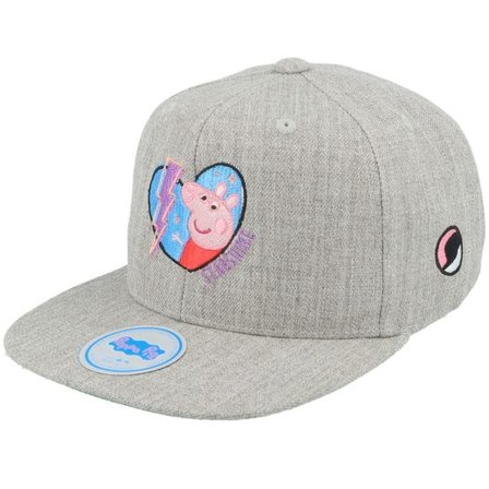 Peppa Pig - Grå snapback Keps - Kids Heather Grey Starshine Heart Snapback @ Hatstore