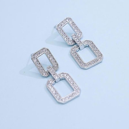 Sølvfargede Dame Øredobber Hengende Gave Mote Kubisk Zirkon Bryllupssmykker, 1 par