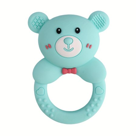 En tegneseriebjørn bidering designet til børn for at forhindre tommelfingersugning, med en rangle, der er sikker at tygge på. Den er fleksibel, Du[D]
