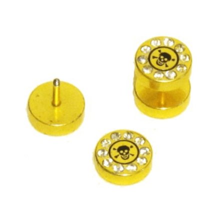 Fake Plug - Skull med hvite krystaller