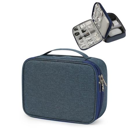 Oxford tygkabel förvaringsväska Mode dragkedja Elektronisk digital väska Bärbar USB datalagringspåse double layer black