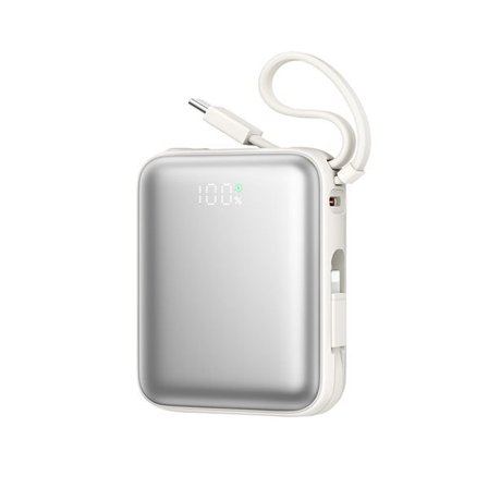 Joyroom JR-PBF27 10000mAh 22.5W power bank USB-C ja Lightning-kaapeleilla - valkoinen
