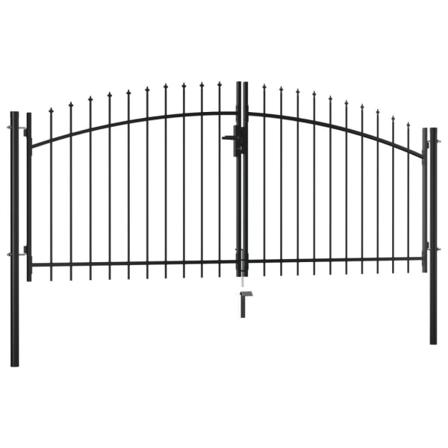 Vidaxl Dubbelgrind Med Spjut-toppar 300x150 Cm Svart