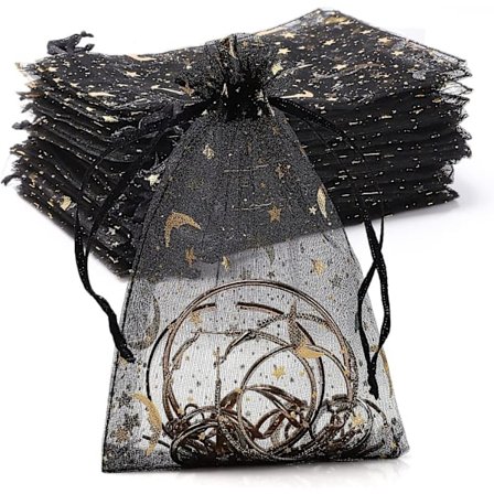 100 st Organza Påsar. Svarta Bröllops Presentpåsar Med Dragsko. 4x6" Smyckes Presentpåse