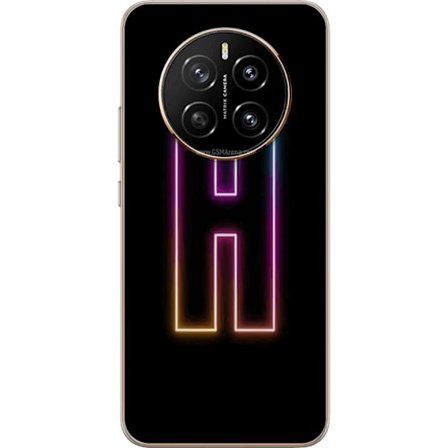 Yhteensopiva Puhelinkuori Honor Honor Magic7 Minimalistinen neonkirjain H väriä vaihtavassa valossa mustaa taustaa vasten modernilla typografisella