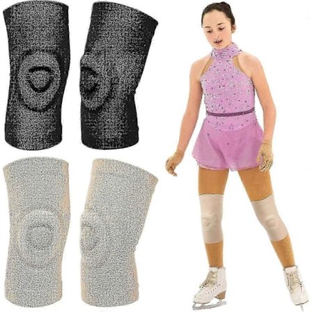 2 par danse knæbeskyttere kunstskøjteløb gel knæbeskyttere pude og støtte knæskal åndbar knæstøtte til dans ishockey gymnastik-Perfet