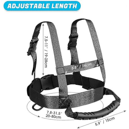 Ski- og snowboardtræningssele til børn med aftagelig snor, metalforbindelsesring og let løftehåndtag