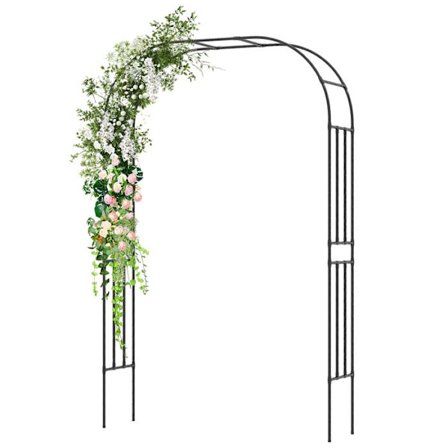Havebue med espalier 153 x 40 x 240 cm COSTWAY-til klatreplanter-Lavet af metal belagt med PE-bølgerør-Bryllup, Fest