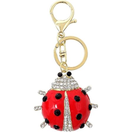 1 st Nyckelring med Metall-Nyckelpiga med Strass, Glittrande Kristall-Nyckelpiga, Hänge, Insekter