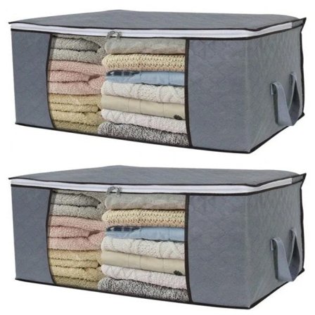 Storage Bag for Sheets Blankets Clothes Grey 60x43x35 cm 2