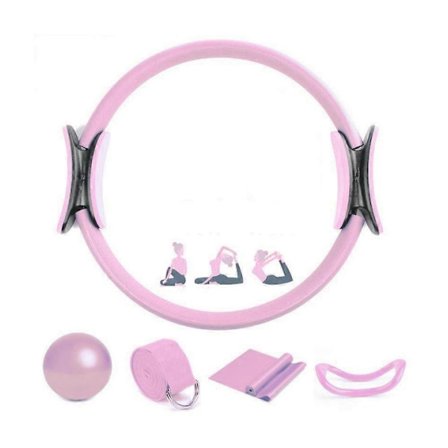 5 stk Pilates Ring Sett 14 Yoga Fitness Magic Circle Pilates Utstyr Dobbelthåndtak Treningssirkel for Hjemmebruk - Perfekt